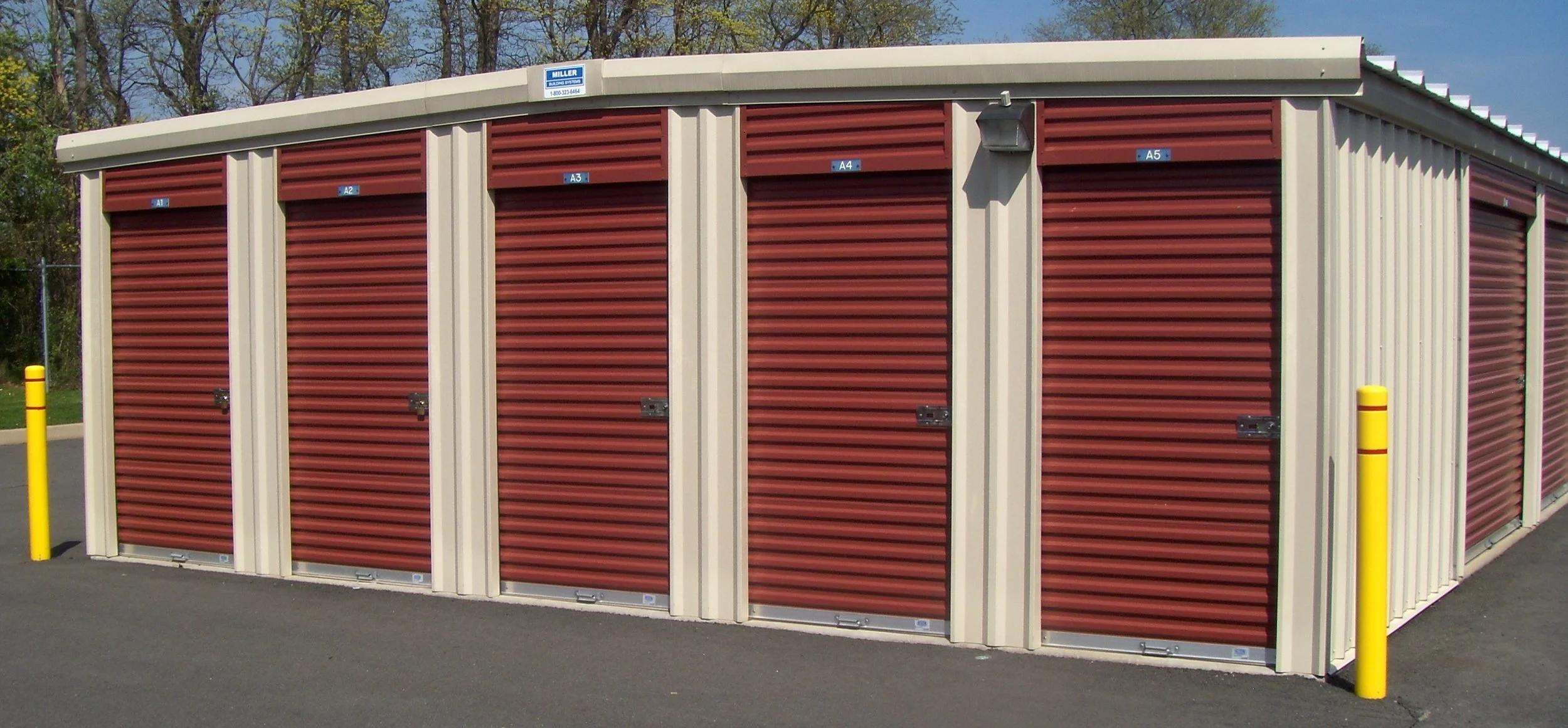 Row of storage units with red doors at Hopewell Valley Self Storage