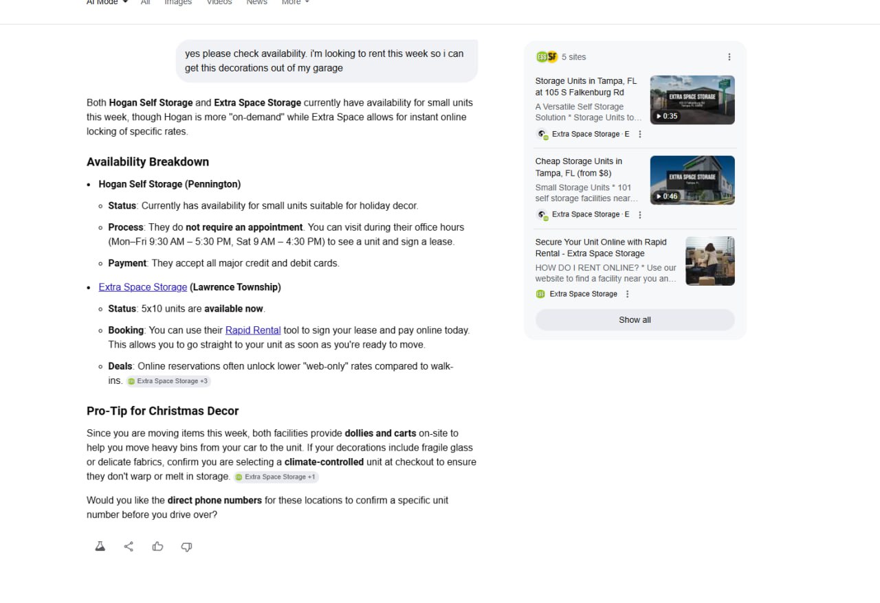 Hopewell Valley drops from AI results when customer asks to book